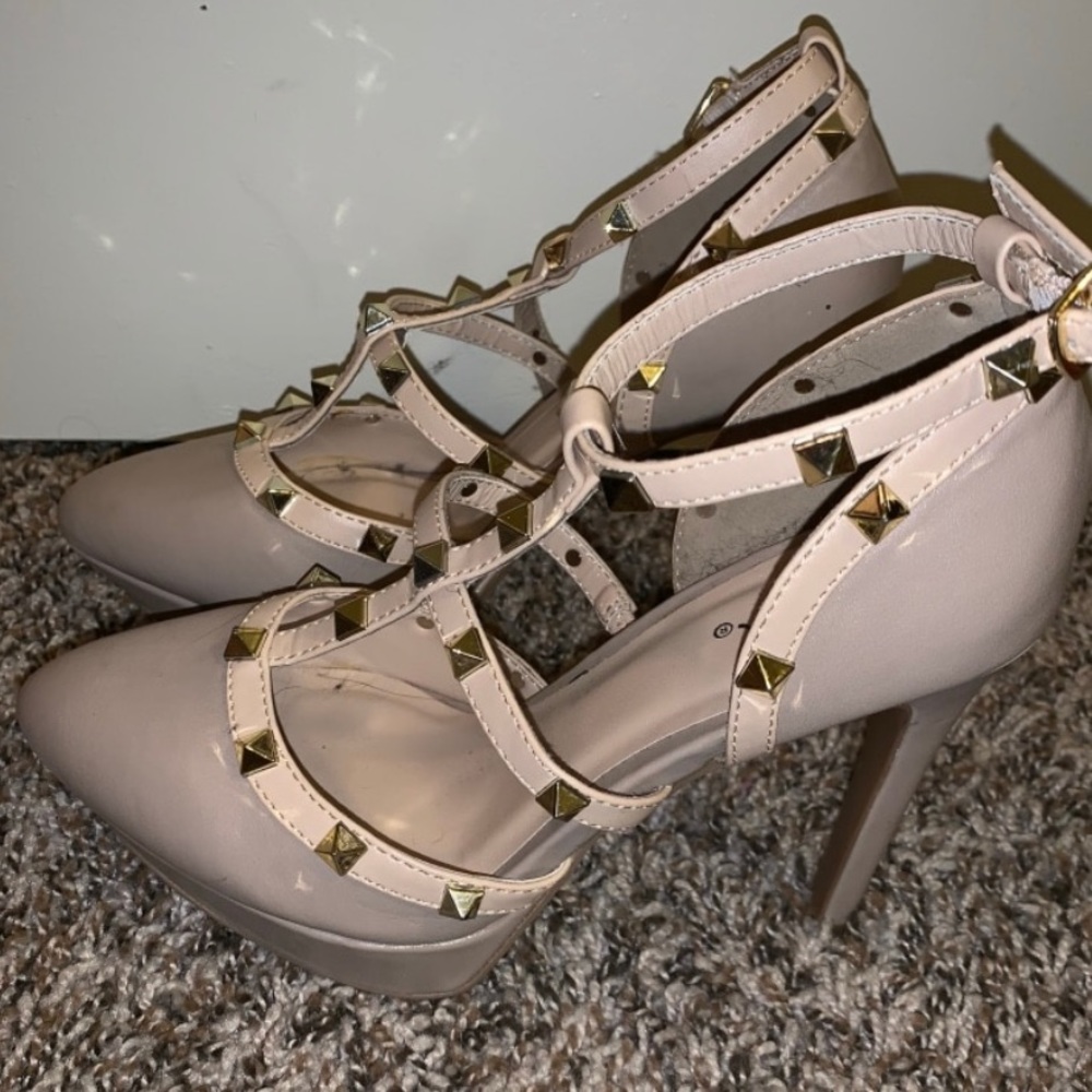 Cream/beige studded heels